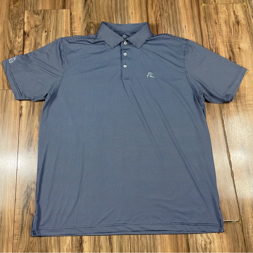 Rhoback Performance Polo Size XXL Blue Houndstooth Pattern Collar Golf